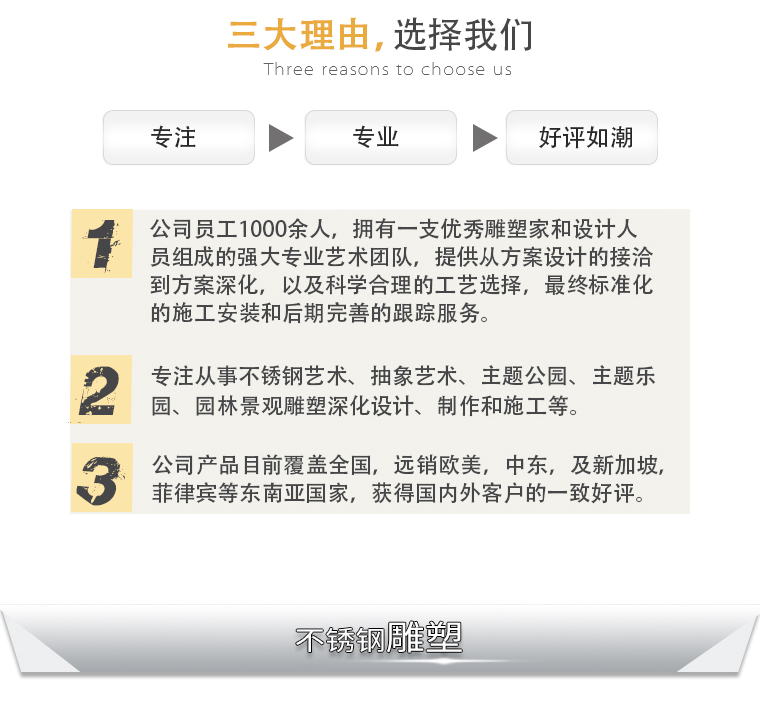 大型不銹鋼雕塑 三大理由，選擇我們 專注 專業(yè) 好評(píng)如潮