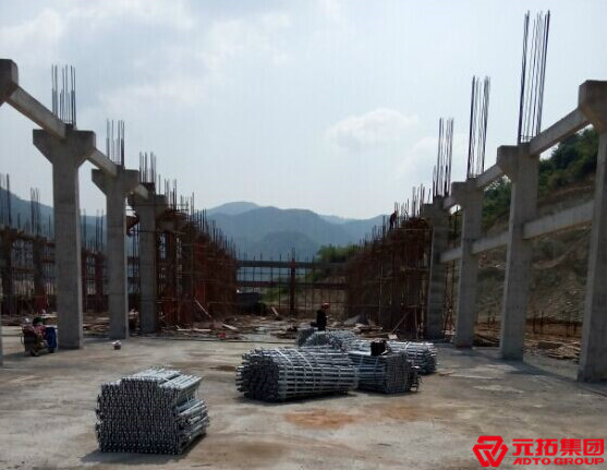 浙江諸暨次塢鑄造廠房高支模項(xiàng)目使用元拓盤扣式腳手架